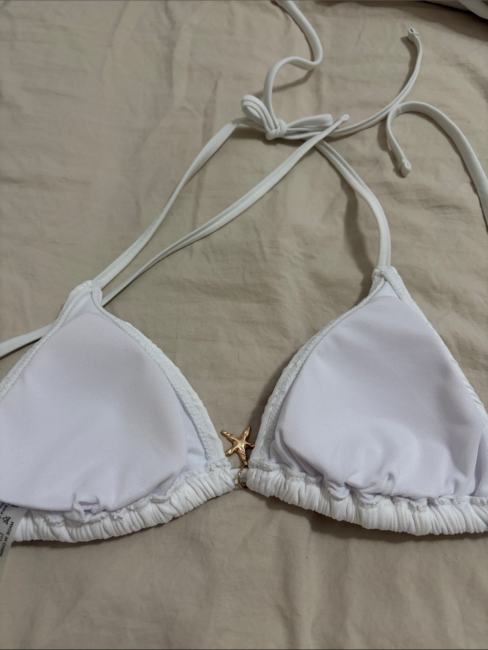SHEIN White Ribbed Triangle Bikini Set - Picture 5 of 6